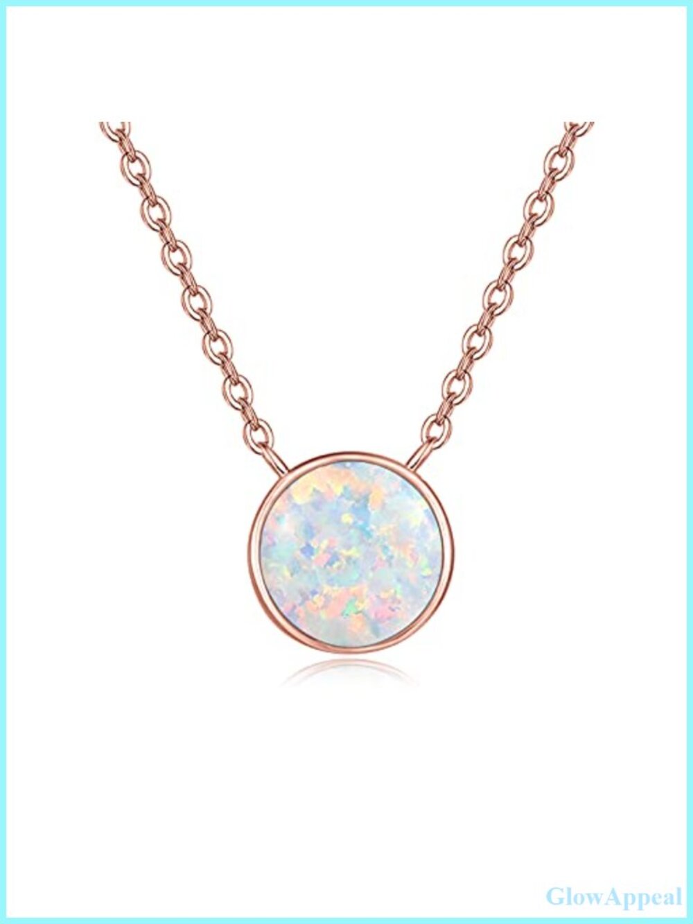 Dainty 8mm Opal Necklace 925 Sterling Silver Circle Pendant 18+2 Chain